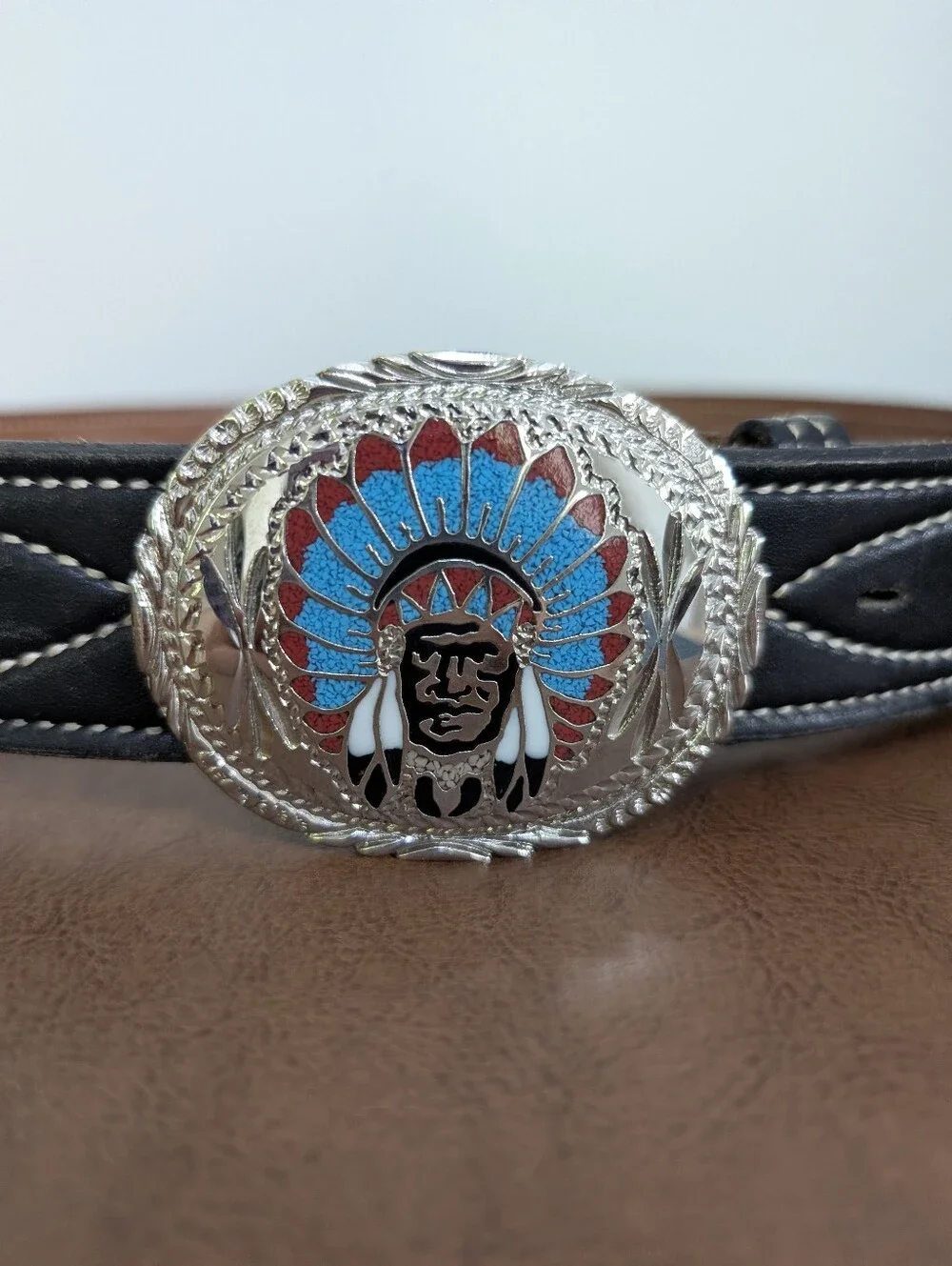 Indian Chief Herford Leather embroidered western belt
